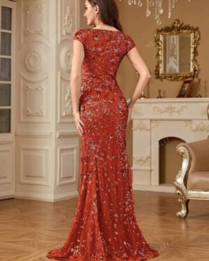 Robe de soirée orange teracotta